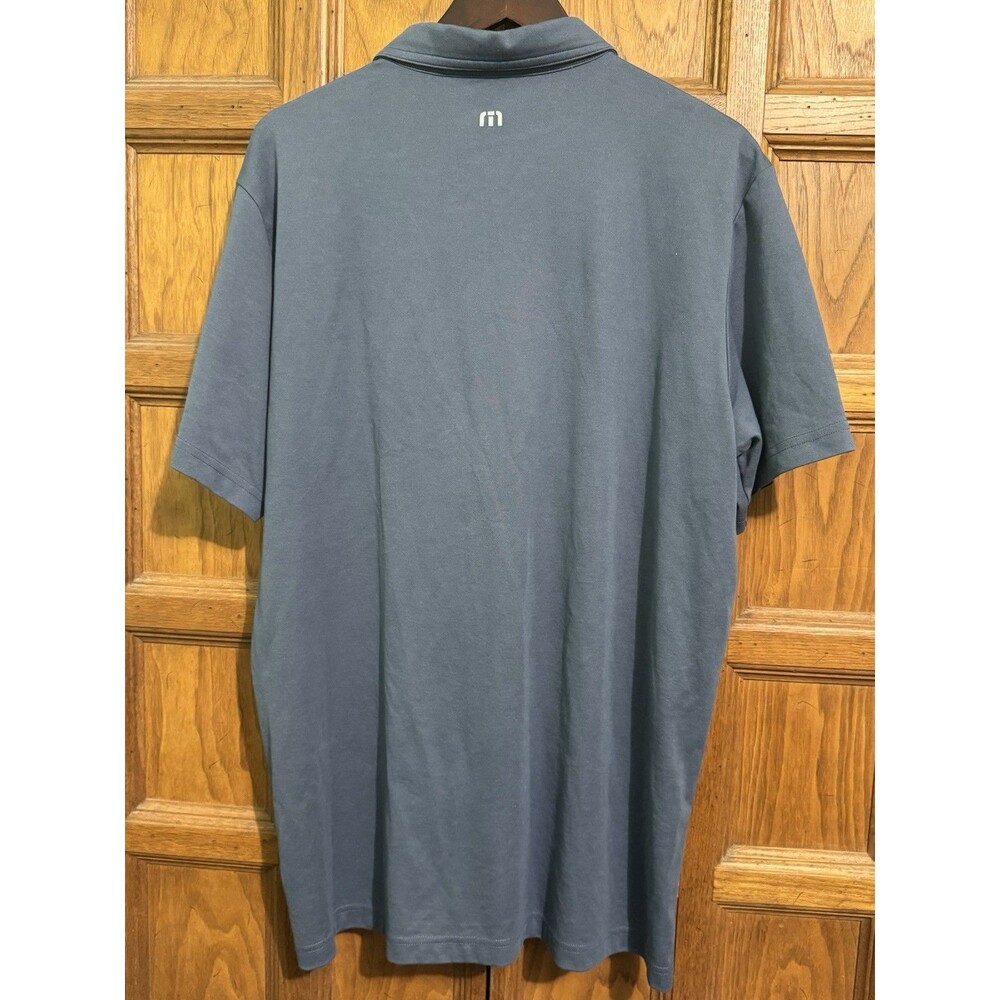 Travis Mathew Polo Shirt Men's XXL Blue Gray Striped Pima Cotton Poly Trump Golf - Picture 8 of 14